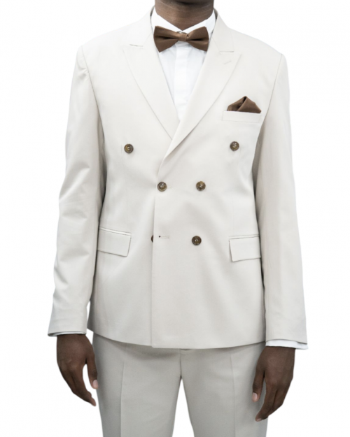 Costume croisé beige